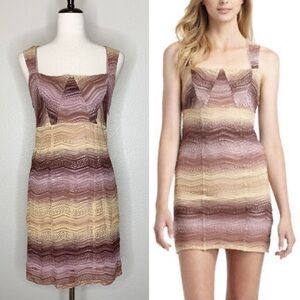 Free People Nude Combo Purple/Yellow Lace NWT Dress Size 12